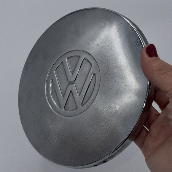 Vintage Volkswagen 6" Chrome Dog Dish Hubcap Center Cap VW Emblem - Picture 4 of 9